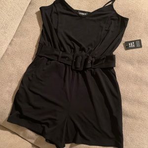Express black romper with belt and pockets